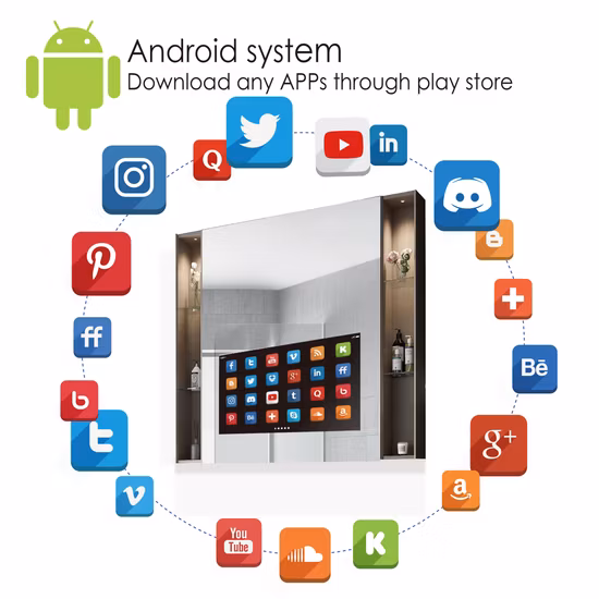 Rectangle Modern LED Dressing Shower Smart Wall Bathroom Cabinet Mirror