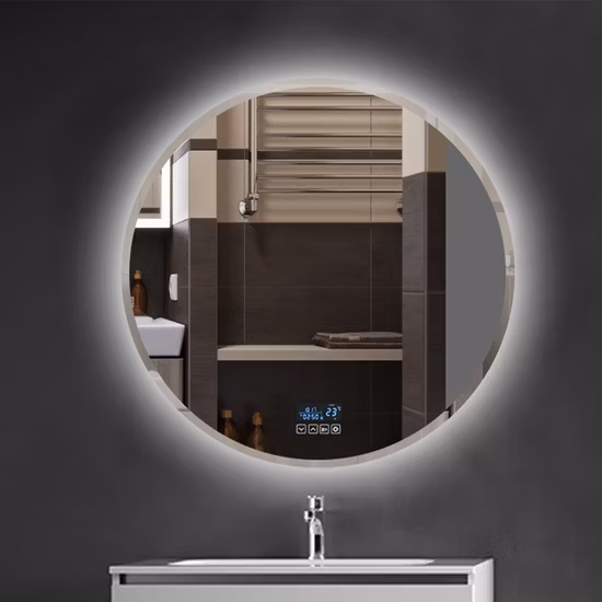 Bathroom Smart LED Lighted Round Design Cosmetic Wall Decorative Makeup Mirror with Demister